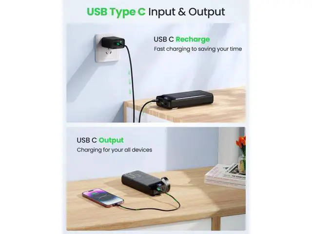 Alt view image 6 of 7 - Power Bank Fast Charging 50000mAh - 22.5W Portable Charger USB C Quick Charge with 4 Outputs & 3 Inputs LED Display Huge Capacity External Battery Pack for iPhone iPad etc Black