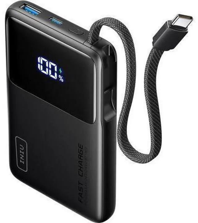 Main image of 45W Power Bank Slimmest 10000mAh Portable Charger with Built in USB-C Cable Fast Charging USB C in&Out Battery Pack Travel External Phone Charger for iPhone 17 16 15 S24 S23 Google etc