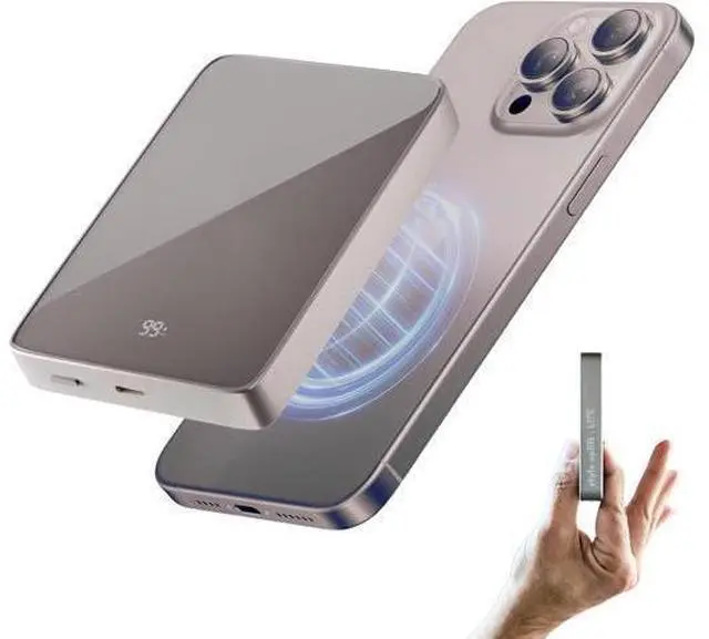 Main image of SU Lite Magnetic Power Bank 10000mAh 20W Fast Charge USB-C Wireless Charger MagSafe Compatible Support iPhone Google Pixel AirPod Slim 0.60 Lightweight Portable Charger with Carrybag