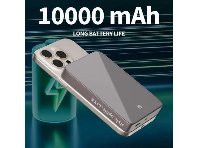 Alt view image 3 of 6 - SU Lite Magnetic Power Bank 10000mAh 20W Fast Charge USB-C Wireless Charger MagSafe Compatible Support iPhone Google Pixel AirPod Slim 0.60 Lightweight Portable Charger with Carrybag
