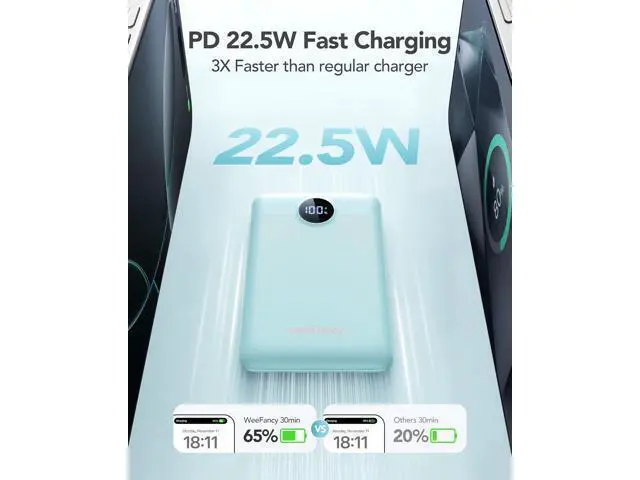 Alt view image 3 of 7 - Mini Portable Charger with Built-in Cables 22.5W Fast Charging Power Bank USB-C Small Battery Pack 10000mAh Travel Essential Slim Battery for iPhone 17/16/15/14 25/24 and More