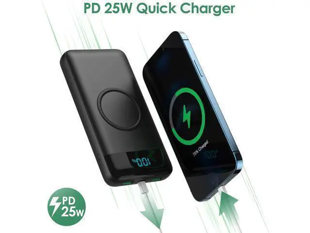 Alt view image 2 of 7 - Wireless Portable Charger 30800mAh 15W Wireless Charging 25W PD QC4.0 Fast Charging USB-C Power Bank 4 Output Travel Essential External Battery Pack Compatible with iPhone 17/16/15/14 Galaxy Android