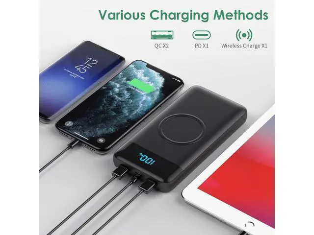 Alt view image 3 of 7 - Wireless Portable Charger 30800mAh 15W Wireless Charging 25W PD QC4.0 Fast Charging USB-C Power Bank 4 Output Travel Essential External Battery Pack Compatible with iPhone 17/16/15/14 Galaxy Android