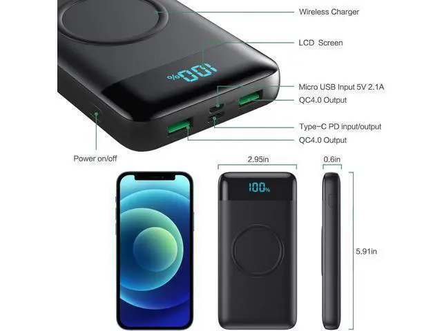 Alt view image 5 of 7 - Wireless Portable Charger 30800mAh 15W Wireless Charging 25W PD QC4.0 Fast Charging USB-C Power Bank 4 Output Travel Essential External Battery Pack Compatible with iPhone 17/16/15/14 Galaxy Android