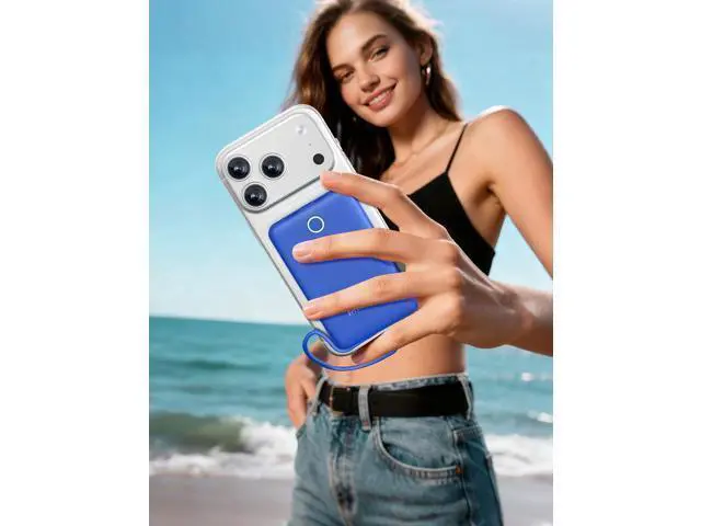 Alt view image 7 of 7 - 10000mAh Mini Portable Charger with Built in Cable Pocket Size Power Bank Travel External Battery Pack for Phone 3 Output USB Type C Cord Clutch Compatible with iPhone Deepblue
