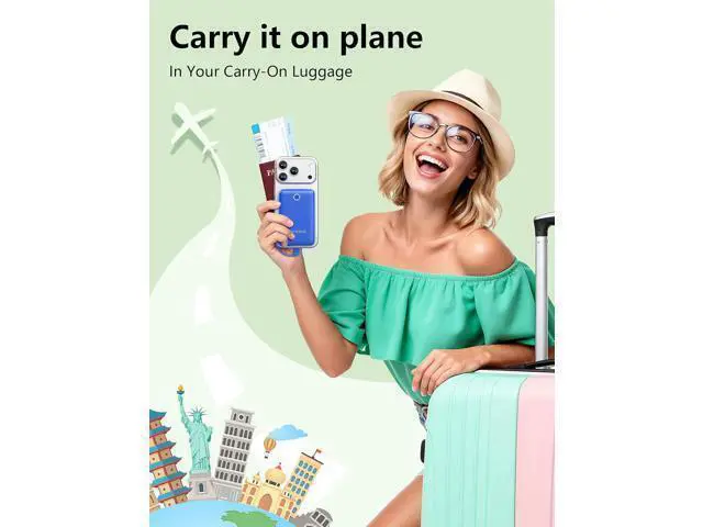 Alt view image 6 of 7 - 10000mAh Mini Portable Charger with Built in Cable Pocket Size Power Bank Travel External Battery Pack for Phone 3 Output USB Type C Cord Clutch Compatible with iPhone Deepblue