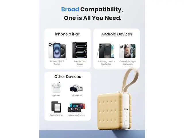 Alt view image 7 of 7 - for 30W-Fast-Charging Portable Charger Power-Bank 10000mAh Battery Pack with Built in USB-C Cables Small Compact Travel Cell Phone Power Bank for iPhone 17/16 Series - Beige