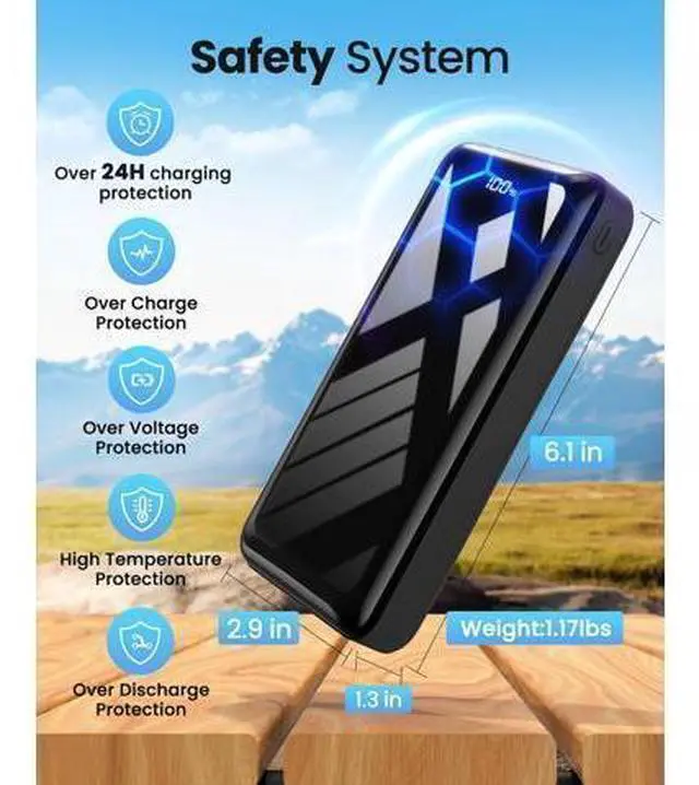 Alt view image 5 of 7 - Power Bank 50000mAh 22.5W Fast Charging Portable Charger USB C Quick Charge with 3 Outputs & 2 Inputs LED Display Huge Capacity External Cell Phone Battery Pack for iPhone iPad