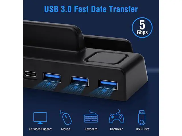 Alt view image 6 of 7 - BONAEVER Docking Station for Valve Steam Deck 4K 60Hz 1000Mbps LAN TV Docking Stand with HDMI 4K@60Hz Gigabit Ethernet 3 USB 3.0 PD 3.0 Fast Charging USB C