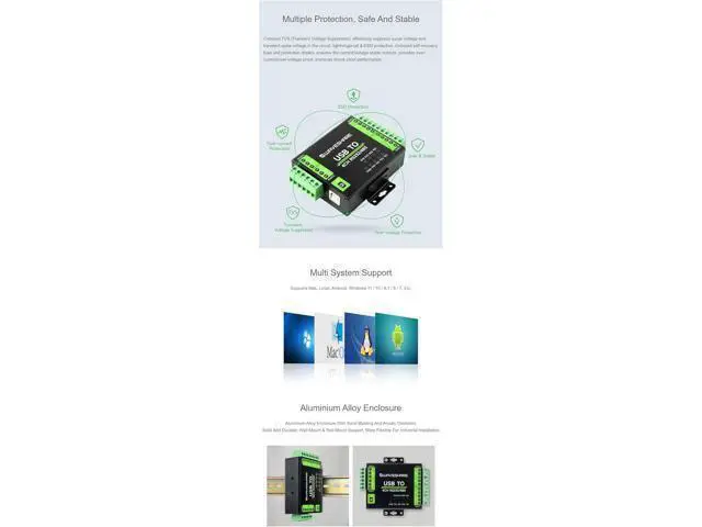 Alt view image 6 of 7 - Industrial Isolated USB to RS232/485 Converter Original FT4232HL Supports USB to USB to 4-Ch RS232, USB to 2-Ch RS232, USB to 2-Ch RS232/485