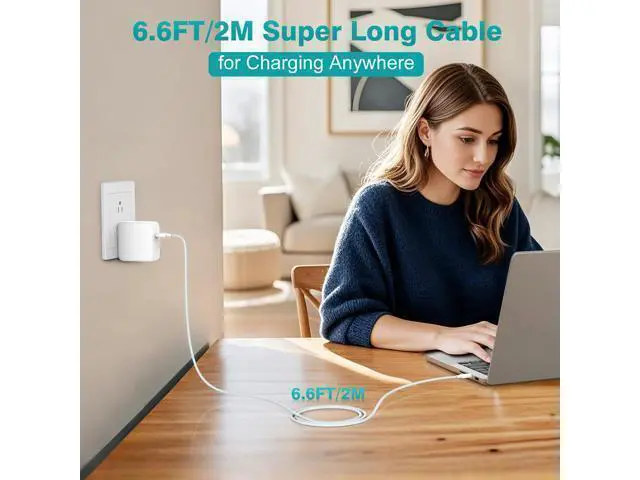 Alt view image 7 of 7 - Charger for MacBook Pro 16 14 inch MacBook Air 15 13 inch 2025 2024 2023 2022 2021 2020 2019 M4 M3 M2 M1 Super Compact 100W USB C Laptop Power Adapter 6.6FT USB-C Braided Cable Original Quality