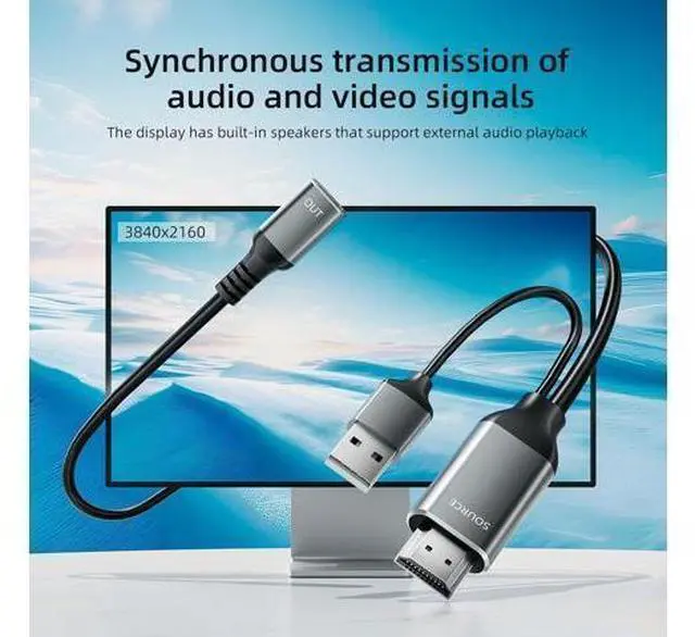 Alt view image 7 of 7 - HDMI to USB-C Female Port Adapter Cable 4K@60Hz Unidirectional HDMI to Type-C for Portable Monitors Laptops Projectors Xreal Air/Rokid AR Glasses