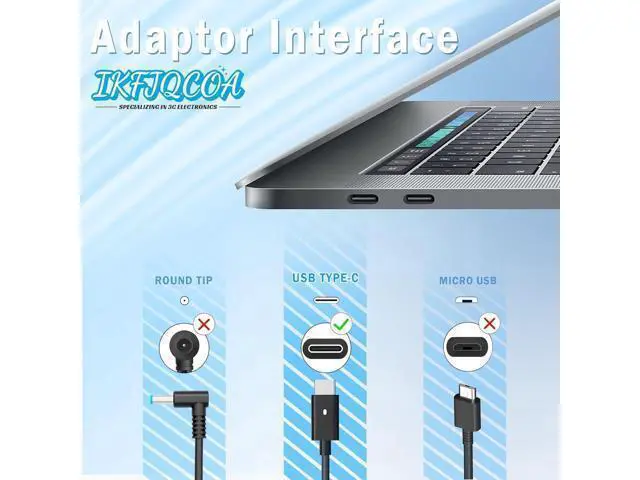 Alt view image 3 of 7 - 2025 New Slim 90W 65W USB C Laptop Charger for Latitude/Inspiron/Precision/XPS Computer Type C Fast Charging AC Power Adapter Cord