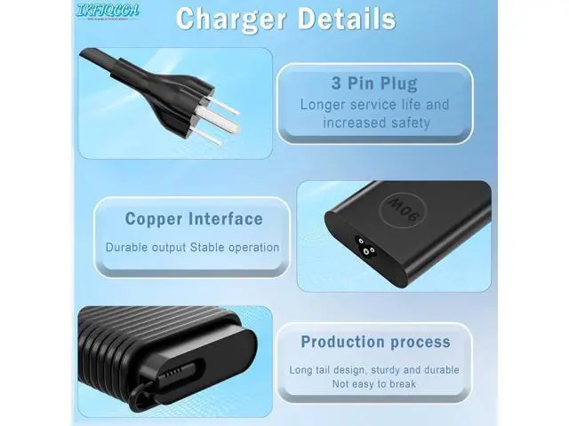 Alt view image 4 of 7 - 2025 New Slim 90W 65W USB C Laptop Charger for Latitude/Inspiron/Precision/XPS Computer Type C Fast Charging AC Power Adapter Cord