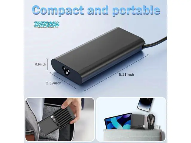 Alt view image 5 of 7 - 2025 New Slim 90W 65W USB C Laptop Charger for Latitude/Inspiron/Precision/XPS Computer Type C Fast Charging AC Power Adapter Cord