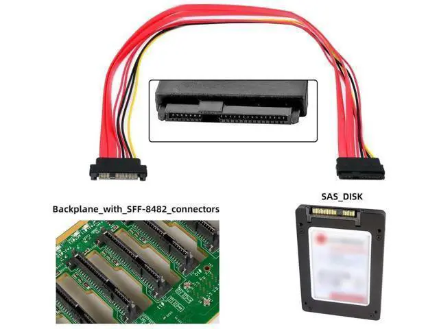 Alt view image 3 of 7 - SFF-8482 Extension Cable SAS 29Pin SFF-8482 Male to SFF-8482 Female Hard Disk Drive Extension Cable 0.5m