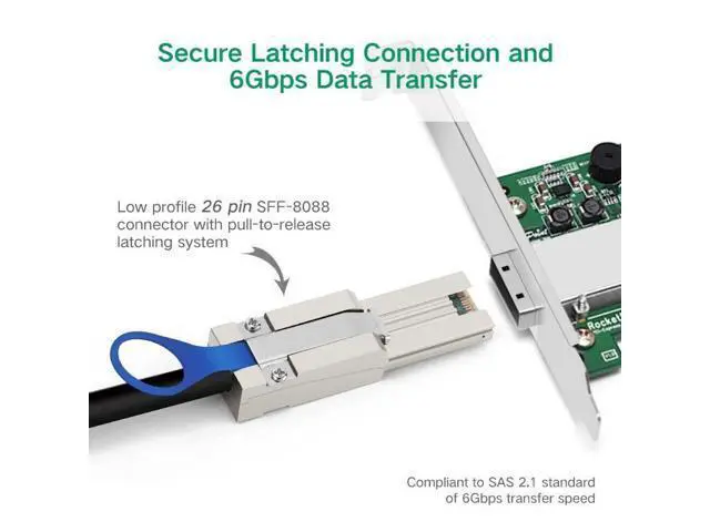 Alt view image 4 of 7 - SFF-8088 to SFF-8088 Cable,Mini SAS SFF-8088 26Pin 4X 4 Lane Data Disk Raid Multilane External Extension Cable 6Gbps 0.5cm