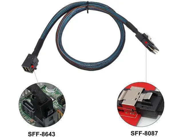 Alt view image 5 of 5 - 2PCS Mini SAS SFF-8643 to Mini SAS 36Pin SFF-8087 Cable 0.5M/1.6ft