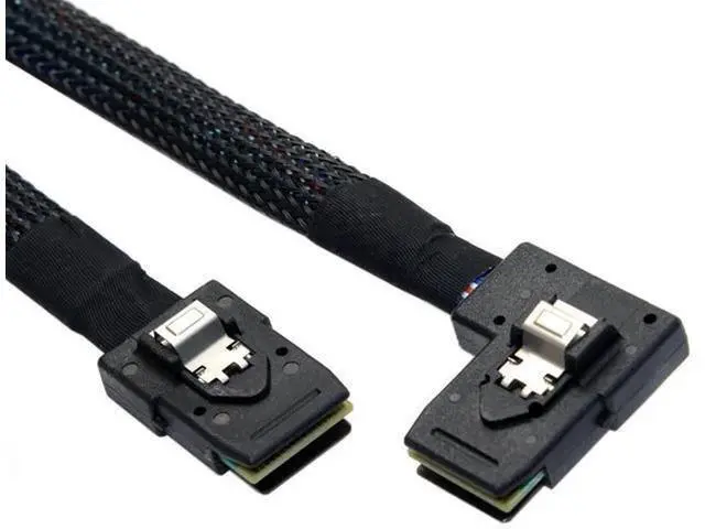 Main image of 80cm Ultra Slim Flat Left Angled 90 Degree Mini SAS 36pin SFF-8087 to 8087 Data Raid Cable