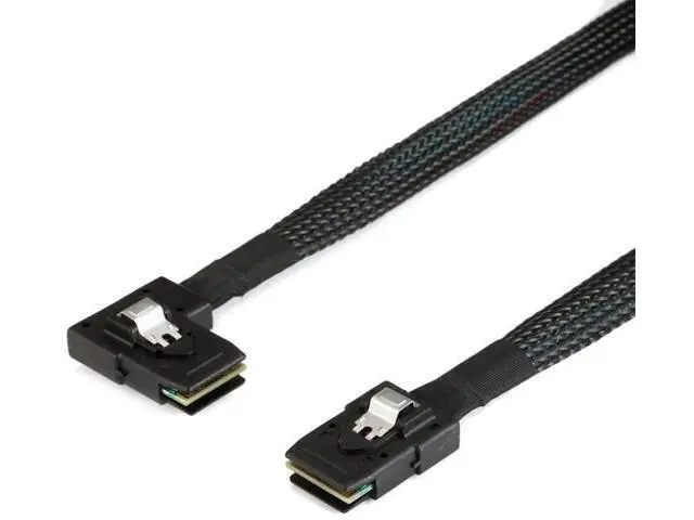 Alt view image 3 of 7 - 80cm Ultra Slim Flat Left Angled 90 Degree Mini SAS 36pin SFF-8087 to 8087 Data Raid Cable