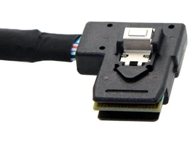 Alt view image 7 of 7 - 80cm Ultra Slim Flat Left Angled 90 Degree Mini SAS 36pin SFF-8087 to 8087 Data Raid Cable