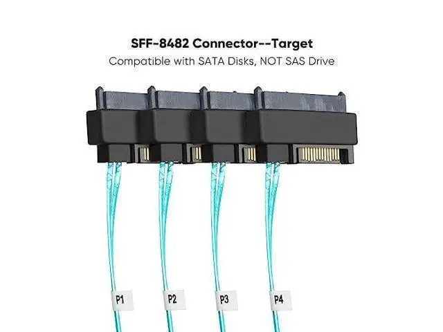 Alt view image 3 of 7 - Mini SAS Cable with SATA Power(2PACK), Internal Mini SAS 36 Pin to 4 x 29 Pin Cord with SATA Power, SFF-8087 to SFF-8482 Cable, 3.3 FT