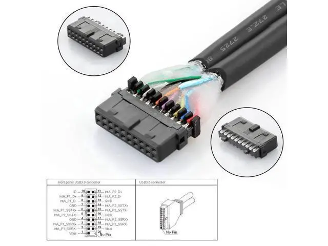 Alt view image 6 of 7 - Cable USB 3.0 Single Port A Female Screw Mount Type to Motherboard 20pin Header Cable 25cm