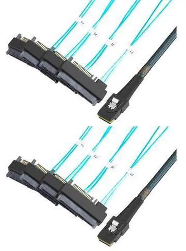 Main image of Mini SAS Cable with SATA Power(2PACK), Internal Mini SAS 36 Pin to 4 x 29 Pin Cord with SATA Power, SFF-8087 to SFF-8482 Cable, 3.3 FT