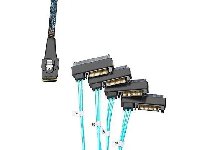 Alt view image 6 of 7 - Mini SAS Cable with SATA Power(2PACK), Internal Mini SAS 36 Pin to 4 x 29 Pin Cord with SATA Power, SFF-8087 to SFF-8482 Cable, 3.3 FT