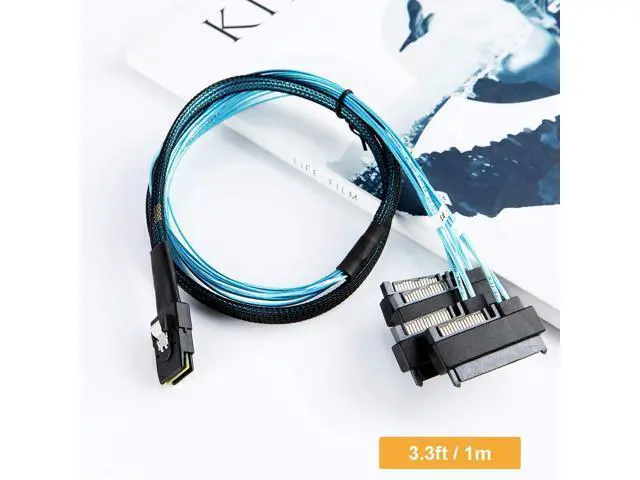 Alt view image 7 of 7 - Mini SAS Cable with SATA Power(2PACK), Internal Mini SAS 36 Pin to 4 x 29 Pin Cord with SATA Power, SFF-8087 to SFF-8482 Cable, 3.3 FT