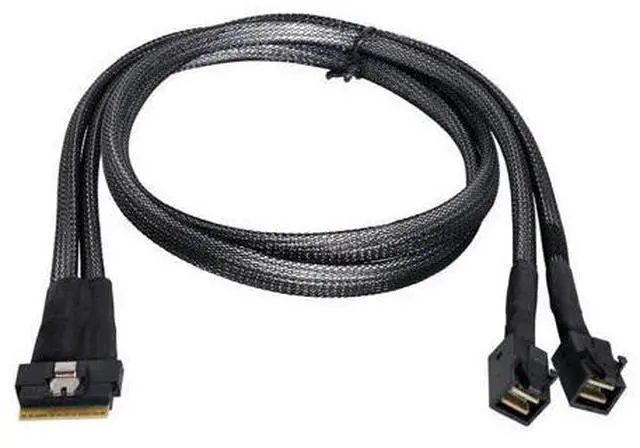 Main image of PCI-E Ultraport Slimline SAS Slim 4.0 SFF-8654 8i 74pin to Dual SFF-8643 4i Mini SAS HD Cable PCI-Express 50cm