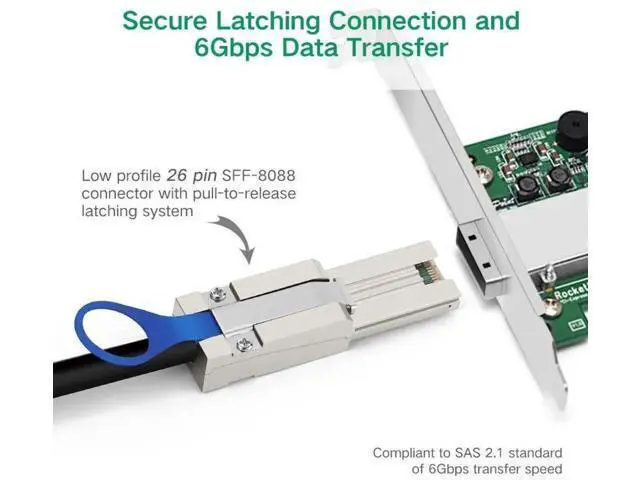 Alt view image 2 of 7 - SFF-8088 to SFF-8088 Cable,Mini SAS SFF-8088 26Pin 4X 4 Lane Data Disk Raid Multilane External Extension Cable 6Gbps 0.5cm