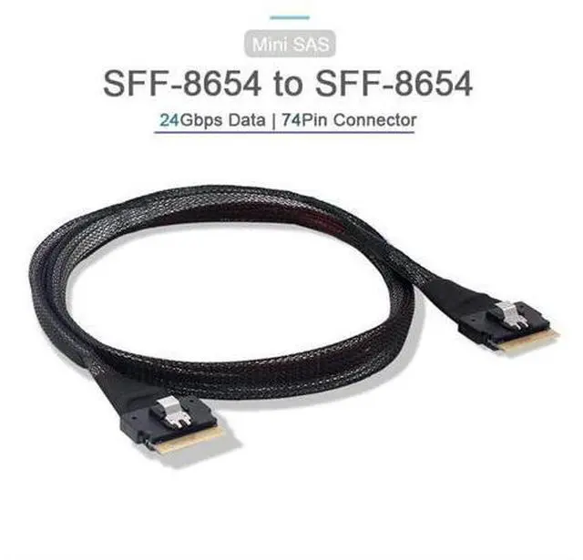 Alt view image 2 of 7 - PCI-E Slimline SAS 4.0 SFF-8654 8i 74pin Host to SFF-8654 74Pin Slim SAS Target Cable 50cm