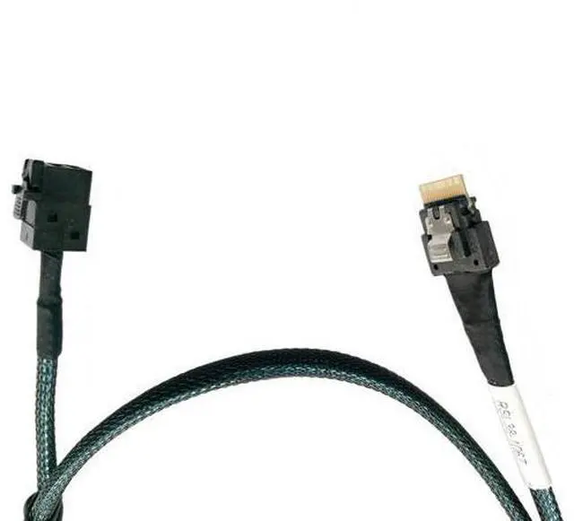 Alt view image 2 of 5 - SlimSAS 4X to MiniSAS HD 4X, SFF-8654 38pin to SFF-8643 36pin Cable, 80cm, 24Gbps SAS, 8GT/s PCIe, SAS3.0 Compatible, Server Compatible