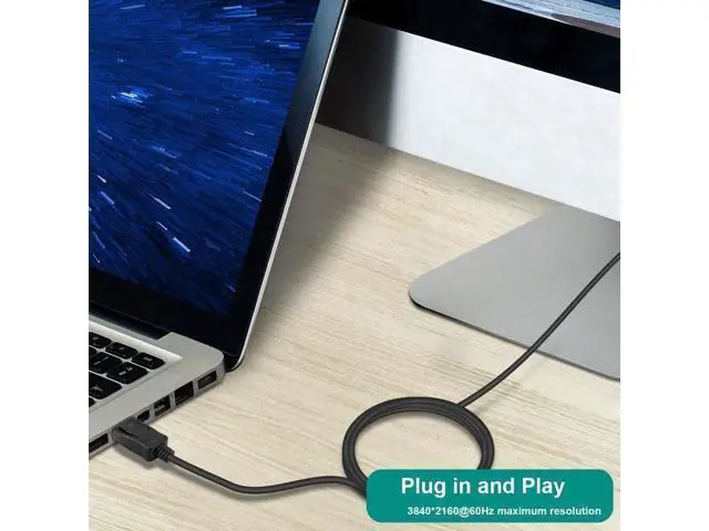 Alt view image 5 of 6 - 4K DisplayPort to DisplayPort Cable (DP to DP Cable, Display Port Cable) 6 Feet - 4K 60Hz, 2K 144Hz Monitor Support ,Black