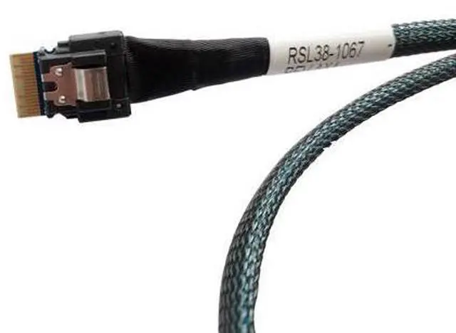 Alt view image 4 of 5 - SlimSAS 4X to MiniSAS HD 4X, SFF-8654 38pin to SFF-8643 36pin Cable, 80cm, 24Gbps SAS, 8GT/s PCIe, SAS3.0 Compatible, Server Compatible