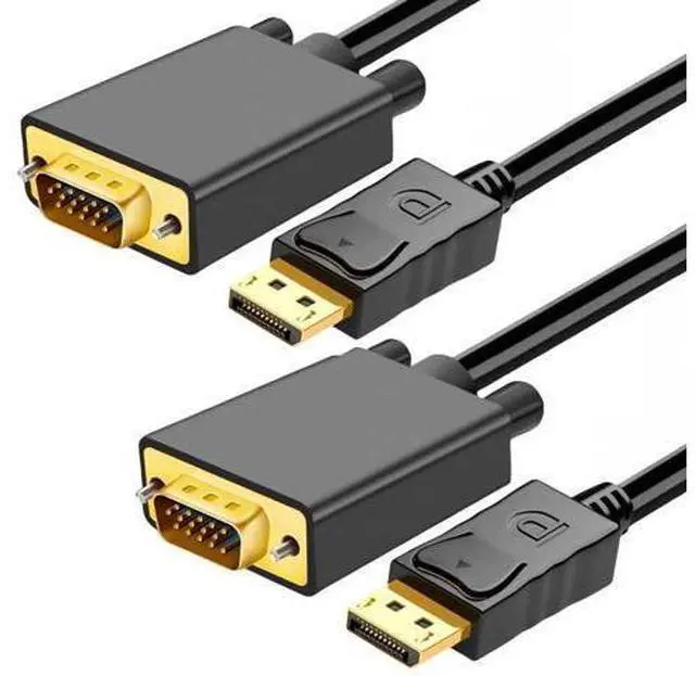Main image of DisplayPort to VGA Cable 6FT/2 Pack, Display Port DP to VGA Adapter, 1080P@60Hz Video Cord from Laptop/Computer (DP) to Monitor/Projector (VGA), Not Bidirectional, Not for HDMI or USB
