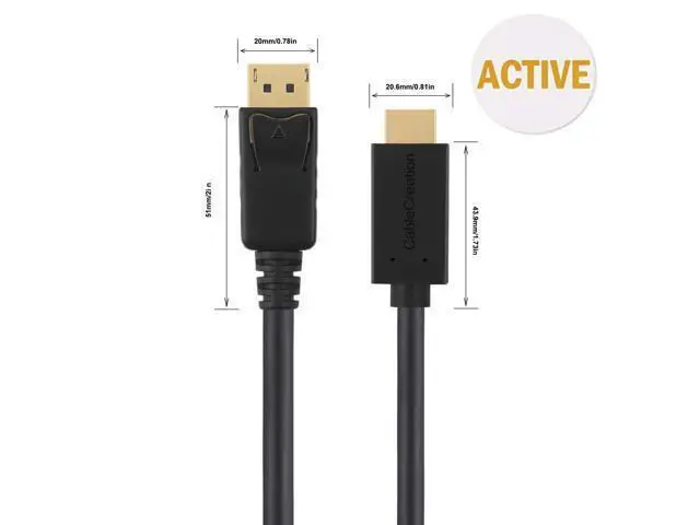 Alt view image 2 of 7 - 4K Active DisplayPort to HDMI Cable 6FT, DP to HDMI Cable DP 1.2 4K x 2K & 3D Audio/Video Monitor Cable,Support Eyefinity Multi-Screen,1.8M / Black