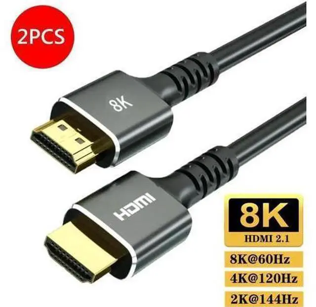 Main image of 2-Pack 3.3FT 8k 60Hz/ HDMI HD Cable, Version 2.1 48Gbps 4K 120Hz For PS3/4/5 TV PC Monitor Connecting Cable HDMI Cable HD Data Cable 3.3 ft.