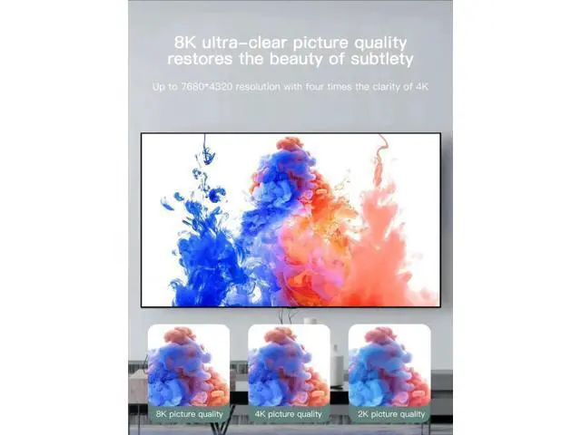 Alt view image 3 of 7 - 2-Pack 3.3FT 8k 60Hz/ HDMI HD Cable, Version 2.1 48Gbps 4K 120Hz For PS3/4/5 TV PC Monitor Connecting Cable HDMI Cable HD Data Cable 3.3 ft.