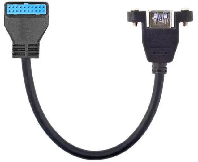 Main image of Cable USB 3.0 Single Port A Female Screw Mount Type to Up Angled Motherboard 20pin Header Cable 90 Degree