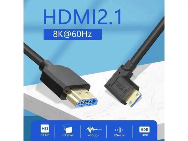 Alt view image 3 of 6 - Coiled HDMI Cable Right Angled 8K 48Gbps HDMI 2.1 Mini HDMI to HDMI Male Telescopic Cable High Speed (Left Angle)