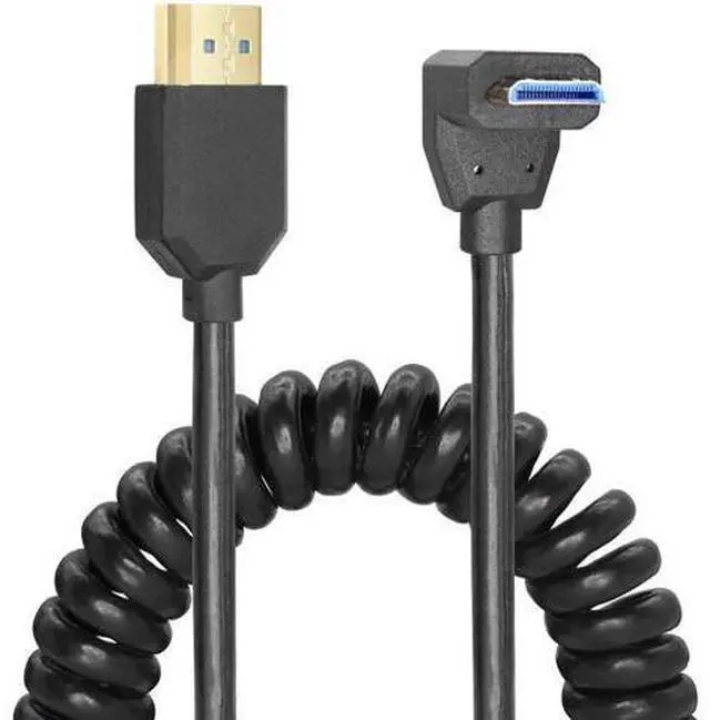 Main image of Coiled HDMI Cable Right Angled 8K 48Gbps HDMI 2.1 Mini HDMI to HDMI Male Telescopic Cable High Speed (Up Angle)