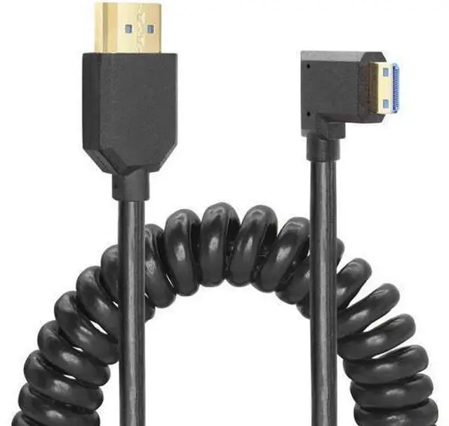 Main image of Coiled HDMI Cable Right Angled 8K 48Gbps HDMI 2.1 Mini HDMI to HDMI Male Telescopic Cable High Speed (Right Angle)