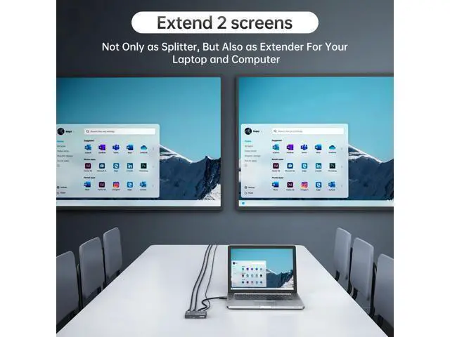 Alt view image 2 of 7 - MT-VIKI Upgraded 4K HDMI Splitter 1 in 2 Out, 1x2 Slim Powered HDMI Splitter for Dual Monitors, 4K@30Hz, Duplicate/Mirror for PS4 Fire Stick HDTV