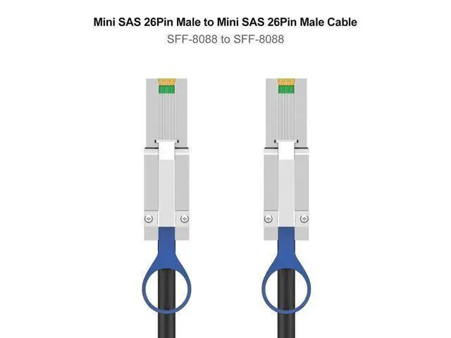Alt view image 2 of 6 - External Mini SAS 26pin (SFF-8088) Male to Mini SAS 26 (SFF-8088) Male Cable, 2.0M