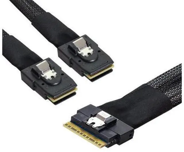 Main image of PCI-E Ultraport Slimline SAS Slim 4.0 SFF-8654 8i 74pin to Dual SFF-8087 Mini SAS Cable PCI-Express 50cm