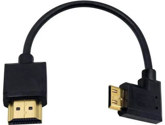 Main image of Mini HDMI to Standard HDMI Cable HDMI to Mini HDMI Cable Ultra-Thin Left Angled 90 Degree Mini HDMI Male to HDMI Male Cable Support 4K Ultra HD 1080p 3D(HDMI 2.0) (15cm/6 inch)
