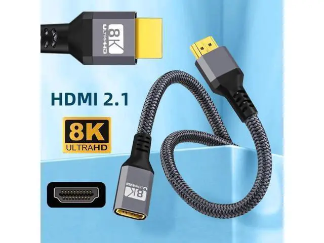 Alt view image 3 of 7 - HDMI 2.1 Cable HDMI UHD 8K 60hz 4K 120hz 48Gbs Male to Female Extension Cable with Audio 3D HDMI Cord 1.5M