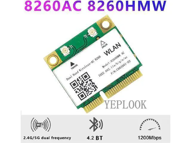 Alt view image 3 of 5 - WiFi Card Wireless-AC 8260 8260NGW AC8260 300Mbps+867Mbps Dual Band 2.4G/5Ghz 802.11AC 2x2 Bluetooth 4.2 Mini PCI-E Network Card